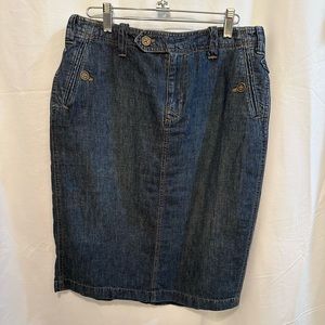 Ralph Lauren Jeans Co Cotton Linen Dark Blue Denim Skirt Size 6